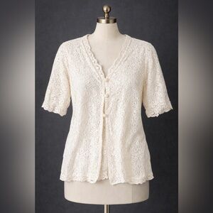 *Vintage Cream Lace crocheted- Women's Cardigan